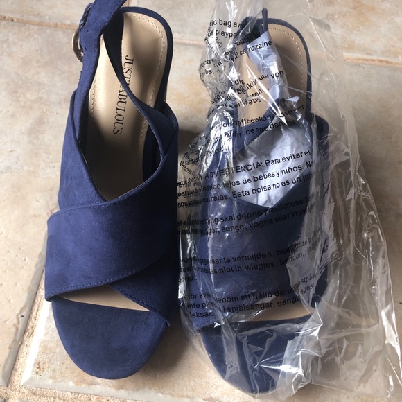 Deep blue JustFab strappy heels - Picture 2 of 6